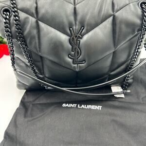 Saint Laurent YSl Black Lou Lou medium Puffer Shoulder Bag made in Italy